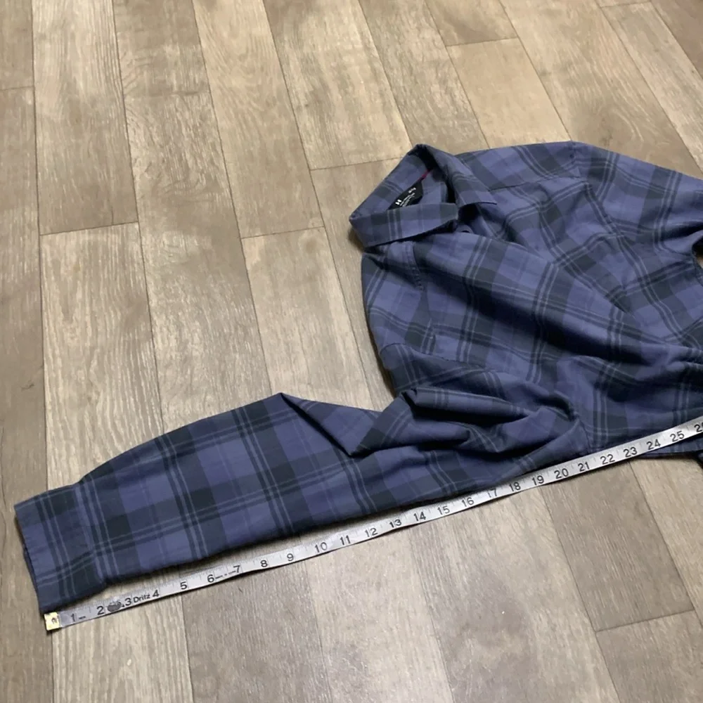 Mens Under‎ Armour Fitted Plaid Button Up Long Sleeve Top Shirt